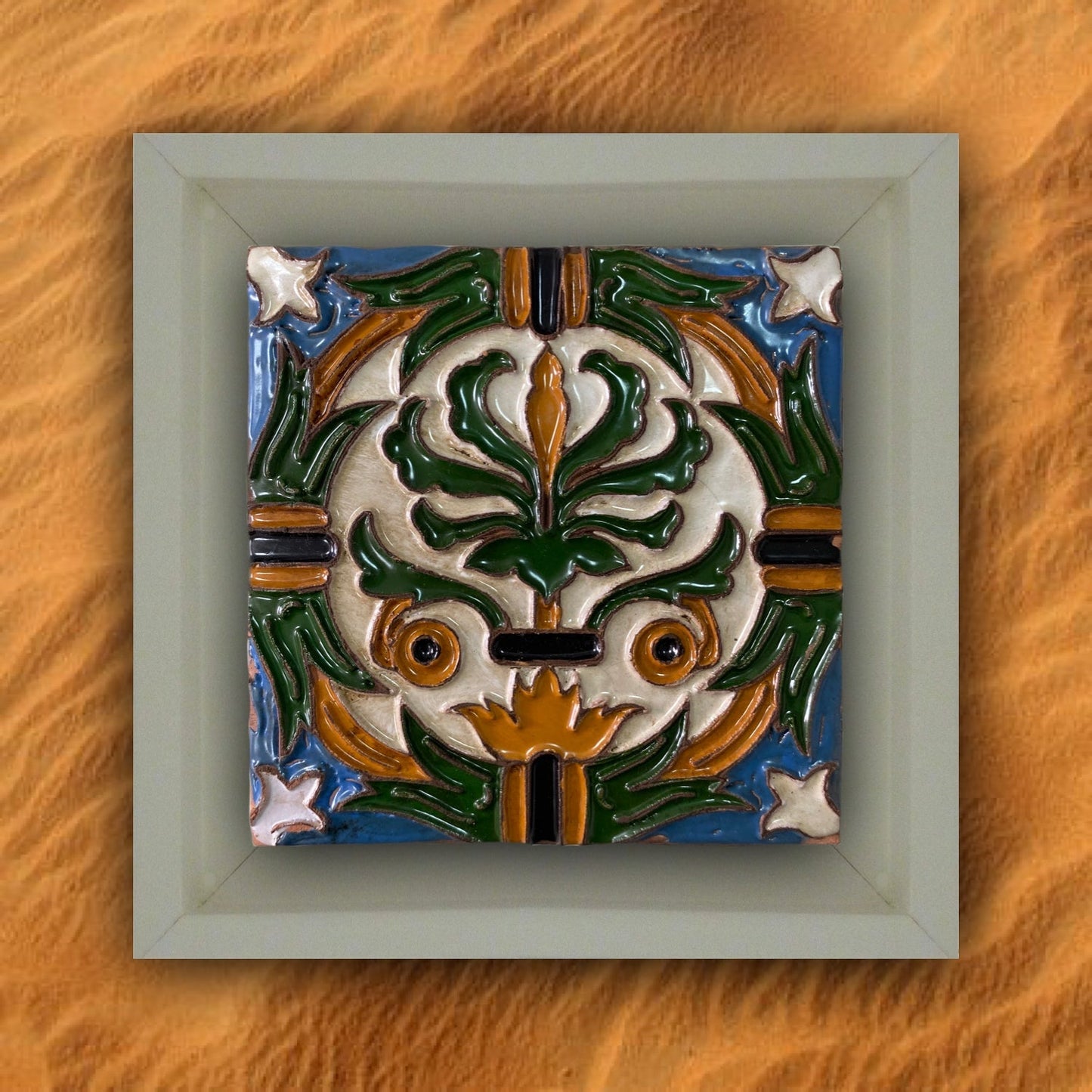 Carrelage Renaissance Bordure Palmier Cadre Noir REF3.2