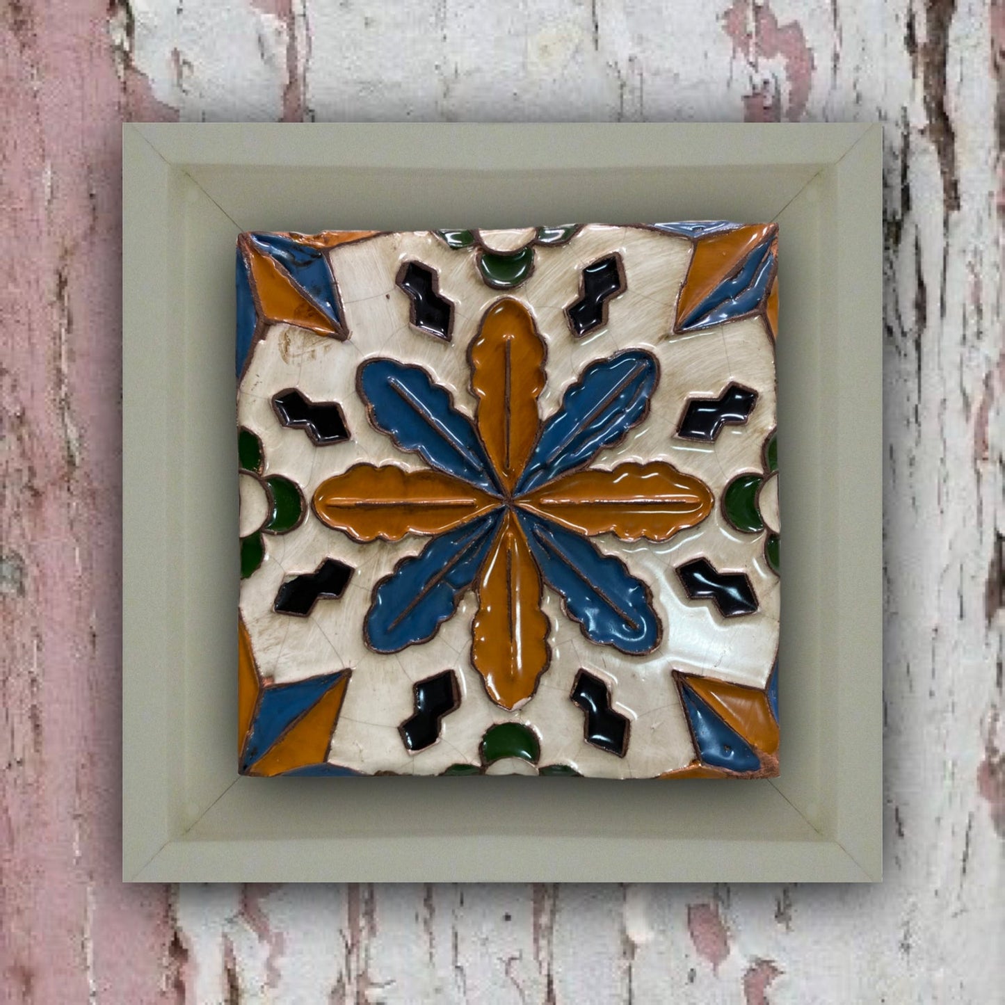 Renaissance Arista Tuile Fleur et Etoile Cadre Blanc REF4.1