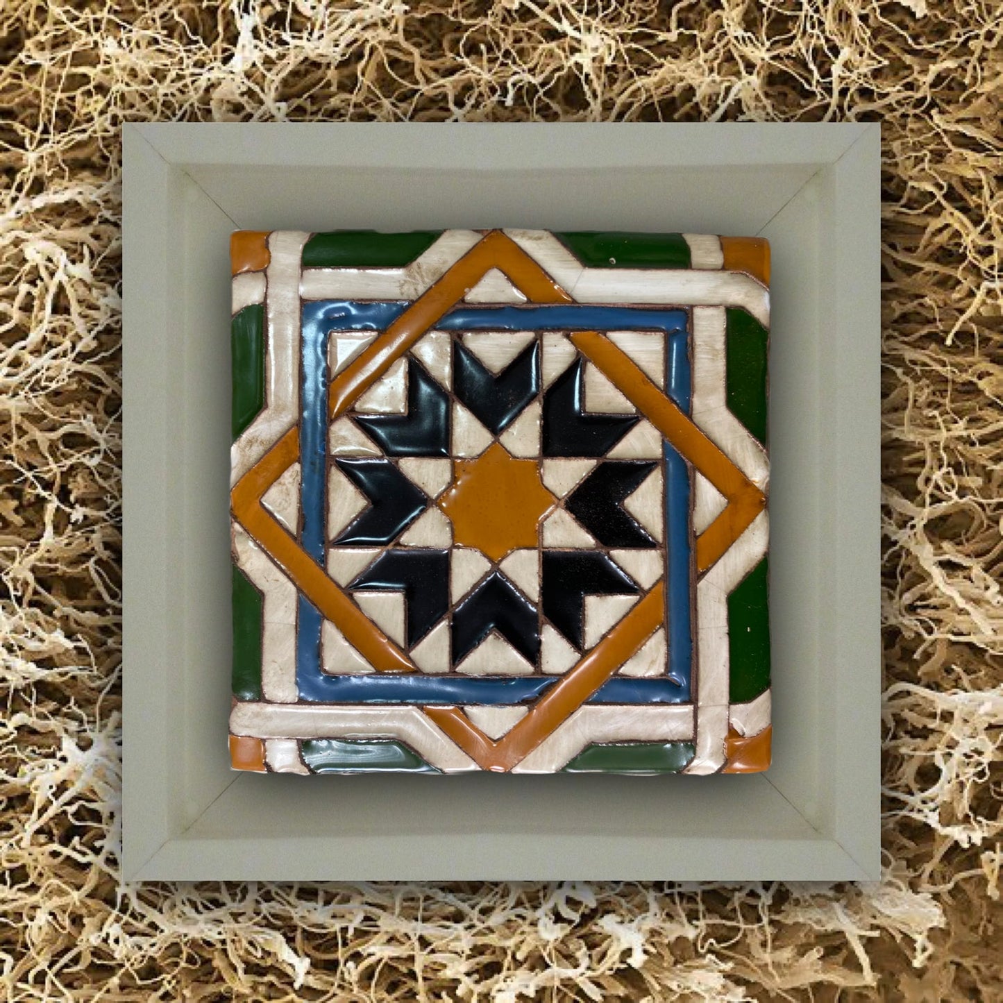 Tuile Arista Renaissance Arabe Cadre Blanc REF6.1