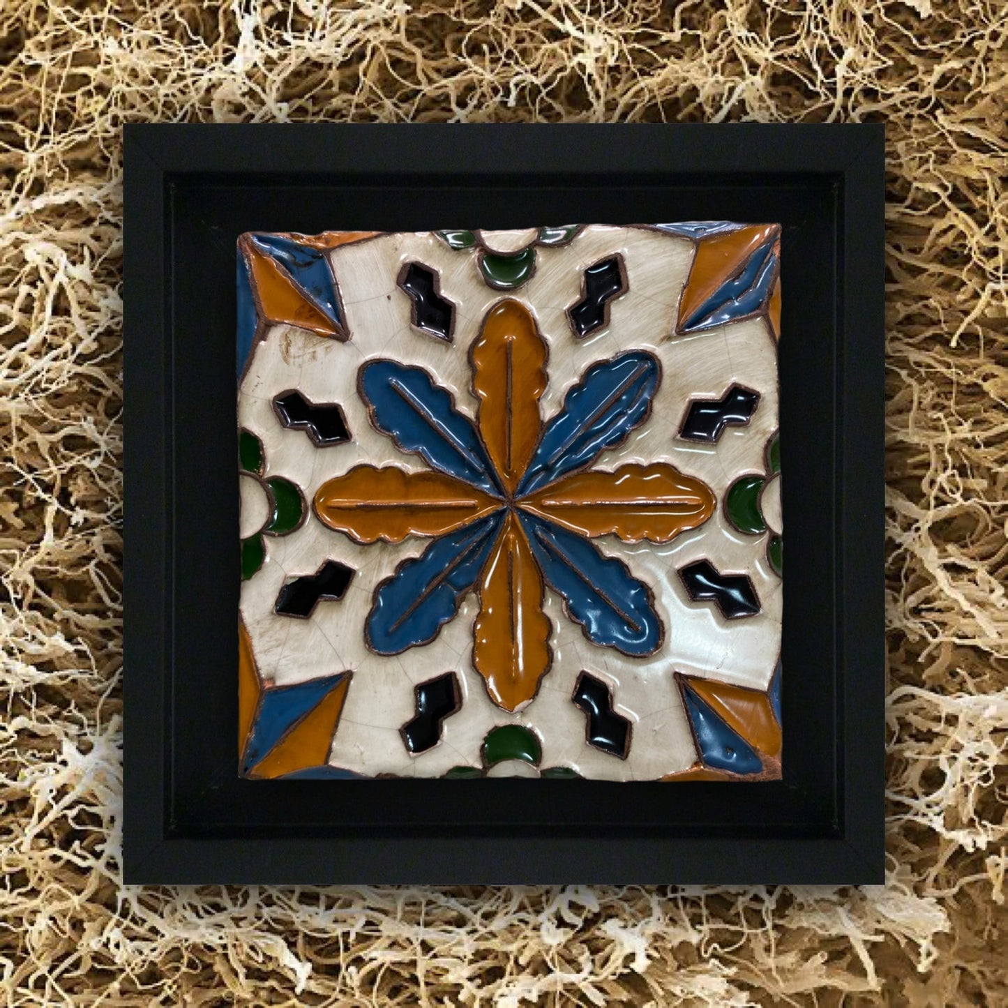 Renaissance Arista Tuile Fleur et Etoile Cadre Noir REF4.2