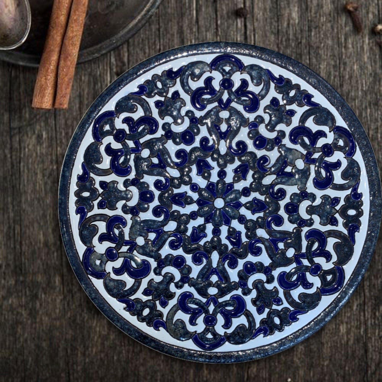Plato Especial Cuerda Seca 19 cm REF Azul