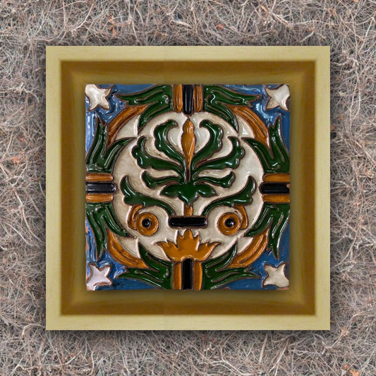 Tile Renaissance Edge Palm Tree Natural Frame REF3.3