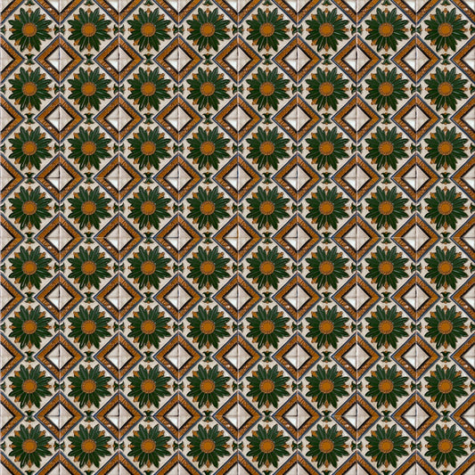 Azulejo Arista Metro Cuadrado REF7 Renacentista Flor y Rombo